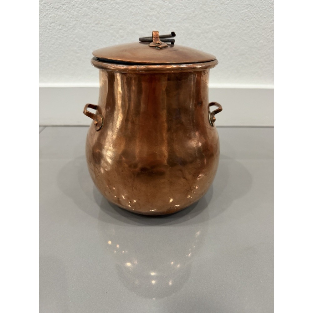 Antique Copper With Handles Pot with Lid B